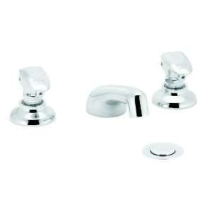   Widespread Metering Faucet with Easy Push Handles and Straining Drain