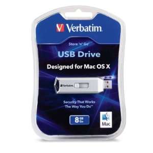  Verbatim USB Drive, For Mac OS X, 8GB, Silver VER96885 