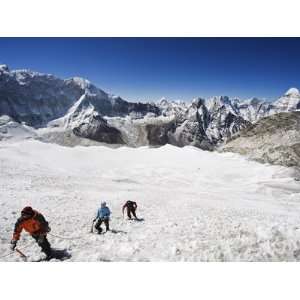 Climbers on An Ice Wall, Island Peak 6189M, Sagarmatha National Park 