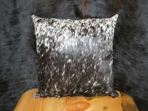 Cowhide Pillow 16x16 Salt & Pepper Black  