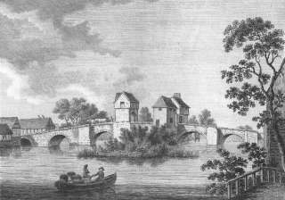 BEDS Bedford bridge Grose, antique print, 1783_f  