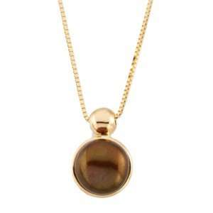  14k Gold Fw Cult. Dyed Chocolate Pearl Necklace 7 7.5mm 