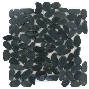  Flat pebbles mesh backed sheet in honed charcoal
