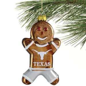  Texas Longhorns Blown Glass Gingerbread Man Ornament