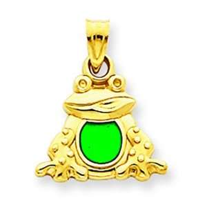  14k Enameled Polished Frog Pendant: Shop4Silver: Jewelry