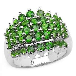    2.60 Carat Genuine Chrome Diopside .925 Silver Ring Jewelry