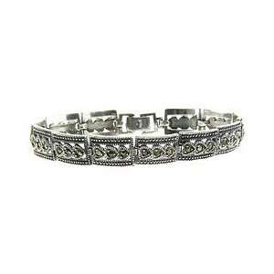  Sterling Silver Marcasite Hearts Bracelet: Jewelry