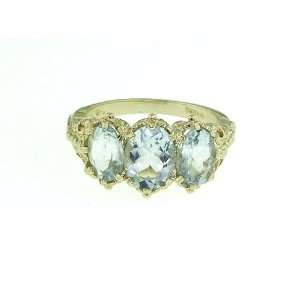  9K Yellow Gold Ladies Aquamarine Ring   Finger Sizes 5 to 