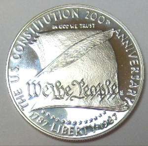1987 S US Constitution 200th Anniv. Silver Dollar PROOF  