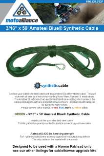   AMSTEEL BLUE GREEN SYNTHETIC ATV WINCH CABLE REPLACEMENT 3/16 50 FEET