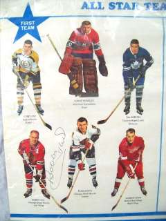 vtg 1967/68 ALL STAR TEAM NHL WALL POSTER Signed HULL  