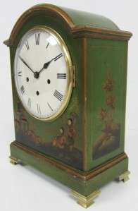   GREEN CHINOISERIE PEERLESS MUSICAL 5 GONG BRACKET CLOCK 1772  