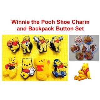 Pooh Themed Backpack Buttons and Shoe Charms, Shoe Snap on Decorations 