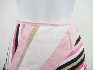 ELIE TAHARI Pink Striped Geometric Pleated Mini Skirt 4  