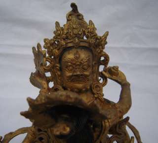 Tibetan Gilt Bronze Yellow Jambhala in Yab yum Statue  