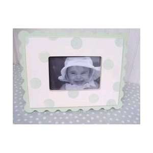  Wooden Table Top Picture Frame   Green Polka Dot