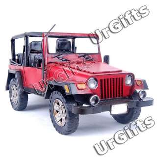  Made Metal Art Bar Decor 1:16 Jeep Wrangler Rubicon Model RED  