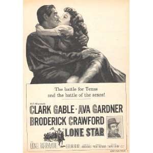  Lone Star 1952 Vintage Western Movie Ad with Clark Gable 