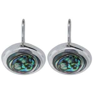  Sterling Silver Abalone Inlay Oval Drop Earrings: Jewelry