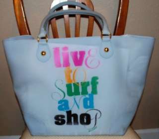 Juicy Couture LIVE TO SURF SHOP XL Blue Jelly Tote NWT  