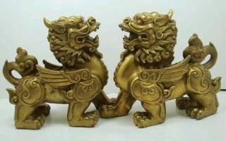 Pair Chinese sacred Bronze dragon Pixiu statues 7High  
