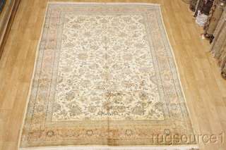 ANIMAL PICTORIAL 8X11 IVORY SAROUK PERSIAN ORIENTAL AREA RUG WOOL 