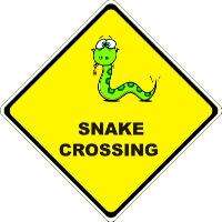 SNAKE CARTOON NOVELTY CROSSING SIGN 16 X16 INCH POLY  