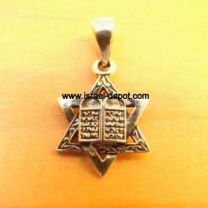   .925 Silver Magen David Star Torah 10 Commandments 