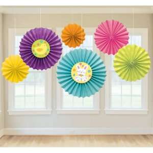  Easter Paper Fan Decorations (6) Party Supplies Toys 