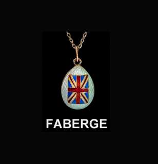 CARL FABERGE Enameled Egg Pendant with British Flag c. 1915  