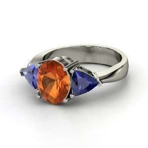  Sophia Ring, Oval Fire Opal 14K White Gold Ring with 