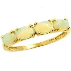   Petite Oval Gemstone Stackable Ring Opal, size6.5: diViene: Jewelry