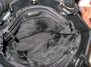 Perlina Large Black Leather Satchel Shoudler Tote $279  