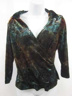 ELLIOT LAUREN Multicolored Burnout Blouse Top Sz M  