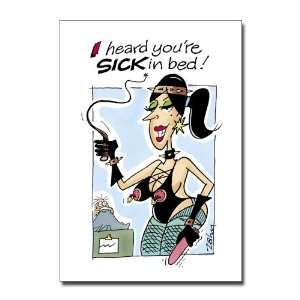  Sick in Bed   Damn Funny Cartoon Get Well Greeting Card 
