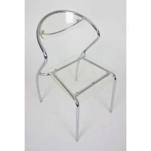  Acrylic Ghost Chair with Chrome Frame   Clear