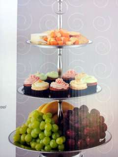 New Stainless Steel 3 Tier Cupcake Dessert Buffet Display Serving 
