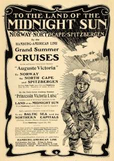 1902 Ad Hamburg American Cruise Ship Norway Child Coat   ORIGINAL 