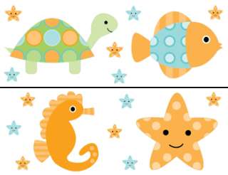   Sea Horse measures 3 x 3.75. The Orange Star Fish measures 3.75 x 4