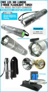 300 Lumens CREE TR 801 P4 LED Flashlight Torch +Battery  