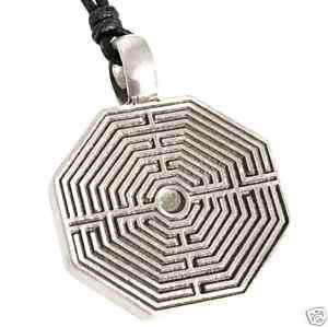 30B Silver PEWTER Greek LABYRINTH Maze PENDANT Necklace  
