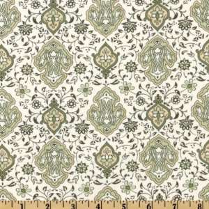  44 Wide Cream/Sage Tiles The Calisto Collection Fabric 