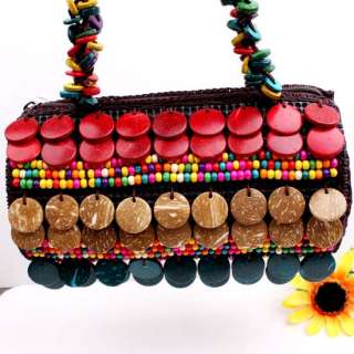 Handmade Colorful Coconut Shell Beads Handbag 7.5x3  