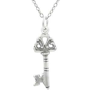  Sterling Silver Skeleton Key Necklace: Jewelry