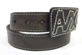 DESIGNER Brown Leather White Stitched Buckle Belt Sz M  