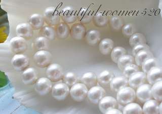 2ROW 8 12mm white round CULTURED PEARL necklace . I starting so low 