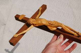 Wood Carved Crucifix + Hand Carved Wall Cross + 24  