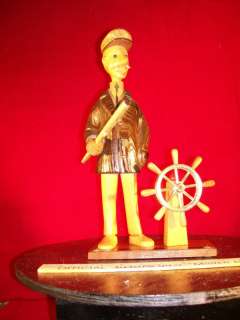 Vintage Nautical Hand Made Wooden Sea Captain Statue  