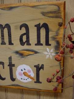 Primitive Wood Winter Christmas Sign SNOWMAN COLLECTOR  