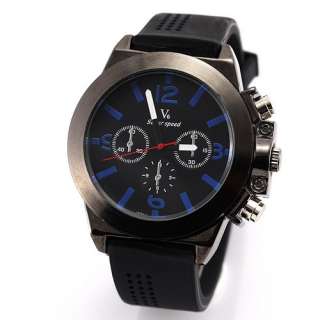 Wrist Watch Wear in Important Occasions For Mens Black Band Blue 